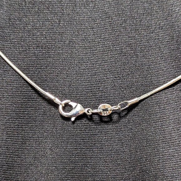 Amazing Signed Spotted Aqua Blue Dichroic & Black Glass Pendant w/Sterling Chain - Picture 5 of 6